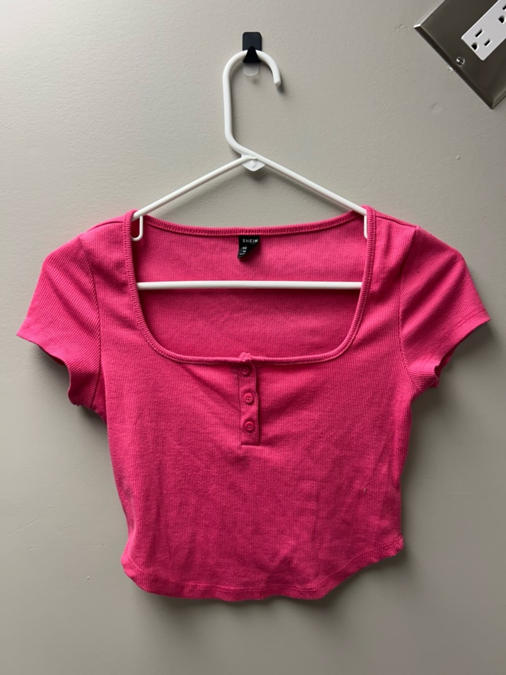 SHEIN Women’s Pink Square Neck Cropped Top